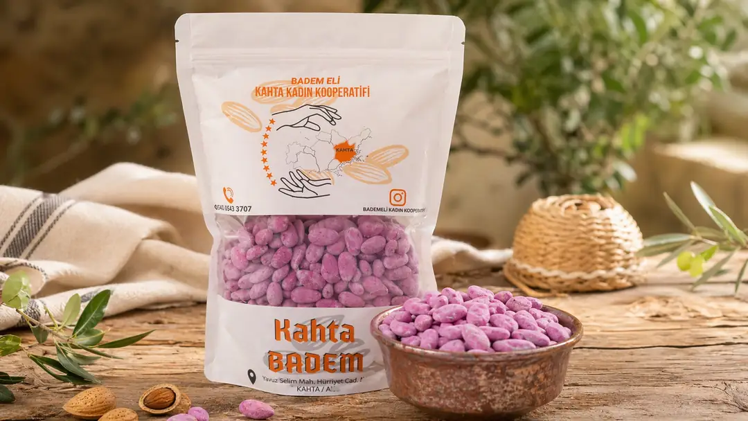 Pembe Şeker Kaplama Kahta Badem - 500 Gr