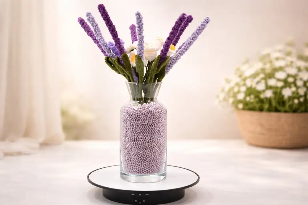 Dekoratif Amigurumi Çiçek Buketi - Lavanta